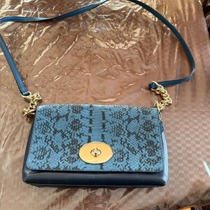 Coach Blue and Black Crossbody Bag with Gold Accents